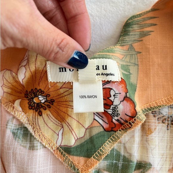 Monteau Los Angeles Tropical Floral Button-Front Midid Dress Sz M Cottagecore - Picture 6 of 16